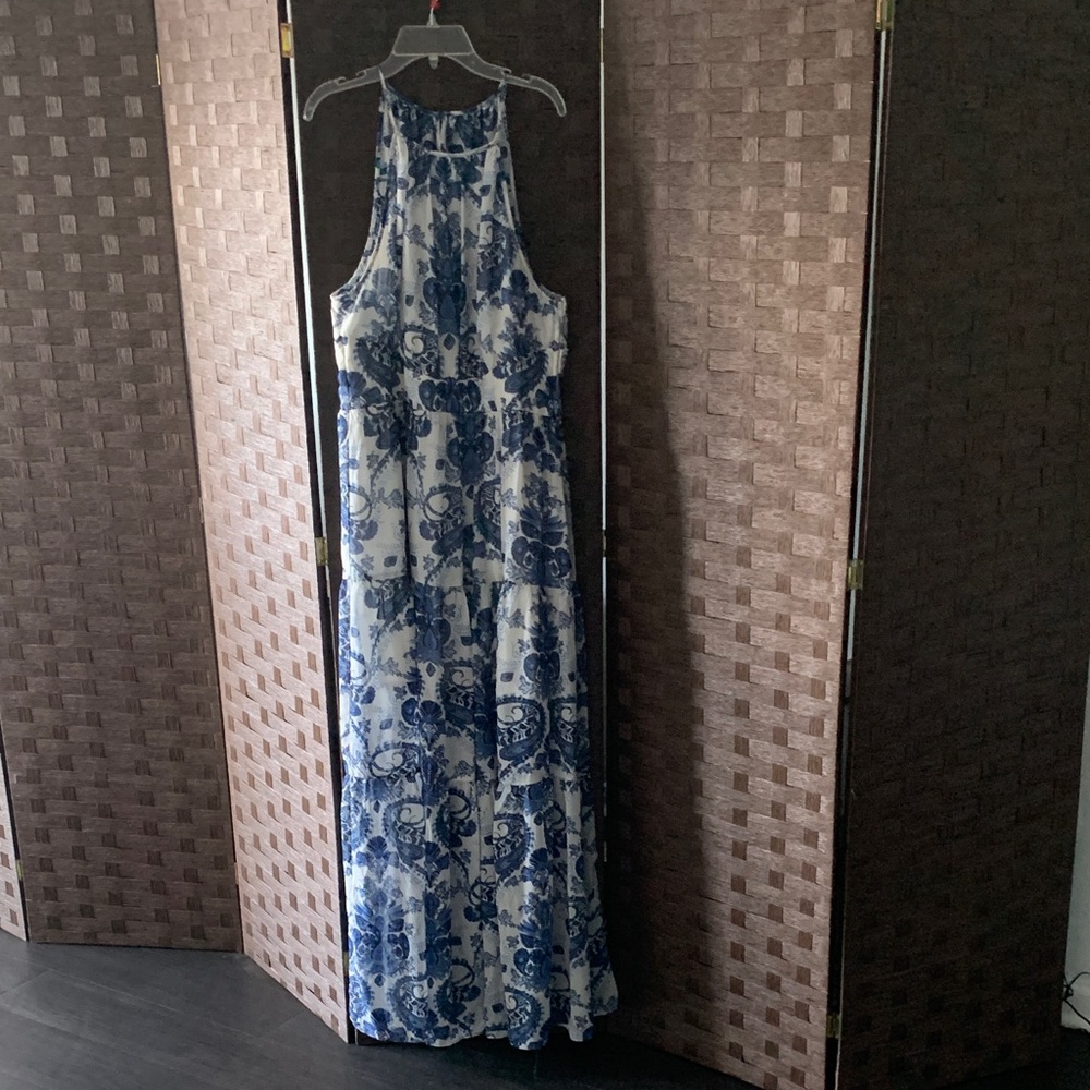 #3/50 BISOU BISOU  Elegant Blue and White Floral Dress